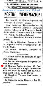 Osservatore Romano of February 27, 1948