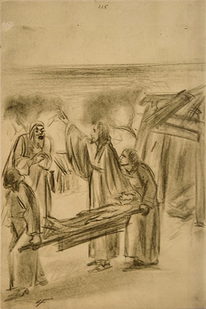 Gesù col pastore Giona morente